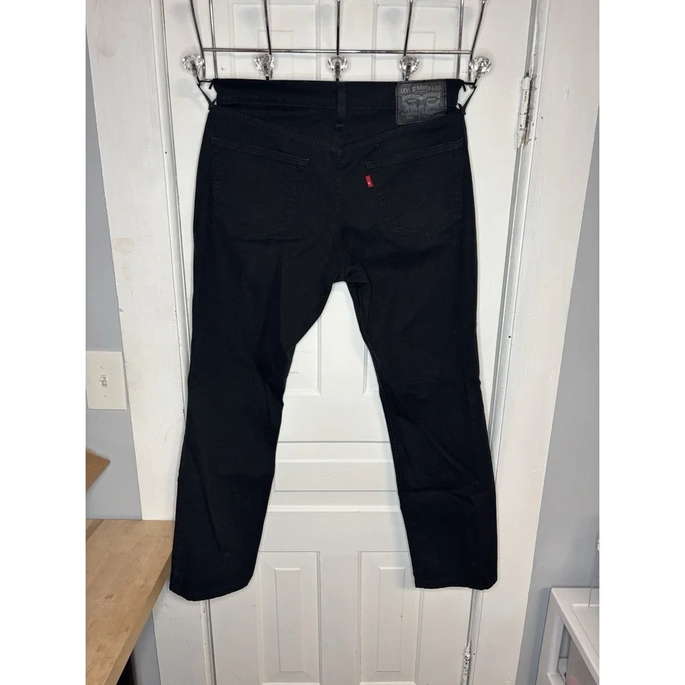 Levi's Men's Reg. Fit Straight Black Denim Jeans Stretch Dark Wash Classic 30x30